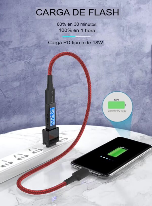 Cable de Datos Somostel C a iPhone, Tipo C (1M) Carga Rápida - Imagen 5
