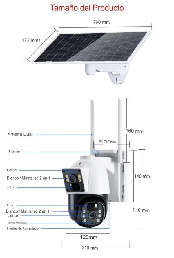 Cámara de Seguridad Wifi Ptz Panel Solar Con Batería 8mp - Imagen 17