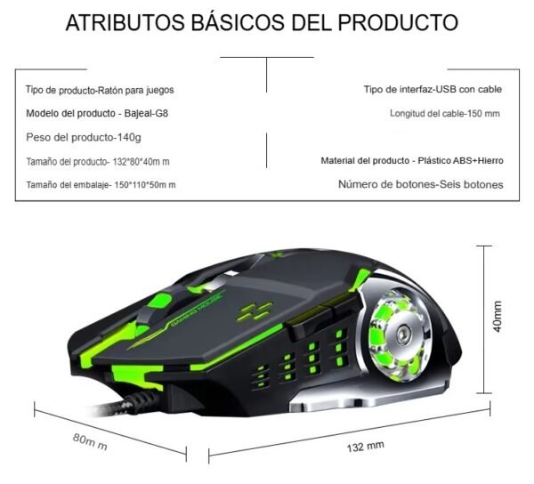 Mouse Gamer Bajeal G08 RGB - Imagen 8