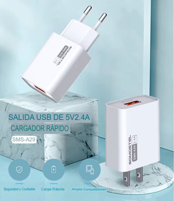 Cargador Somostel USB + Cable C, Micro, iPhone - Imagen 6